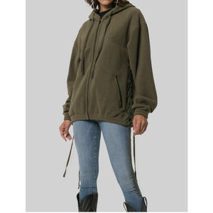 Faith Connexion Women's Green Full Zip Hooded Sweater Sweatshirt Size Large NWT